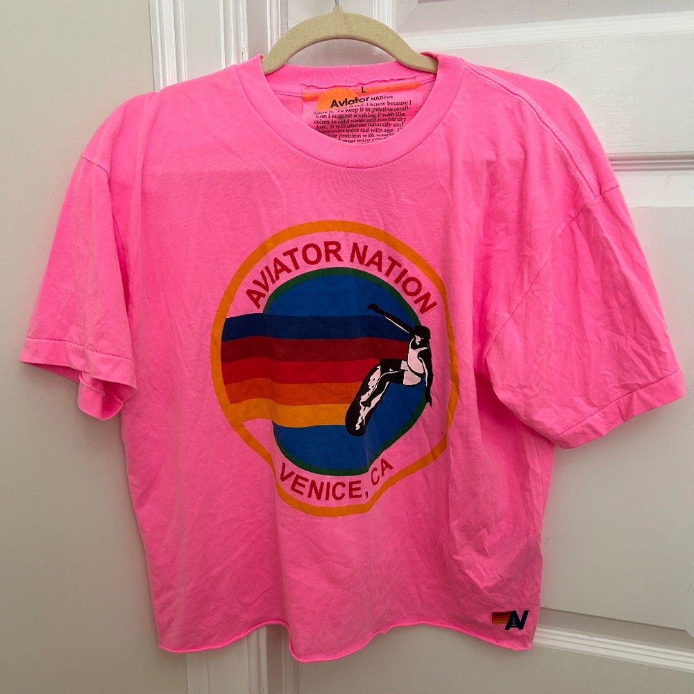 Aviator Nation Pink Logo Tee
